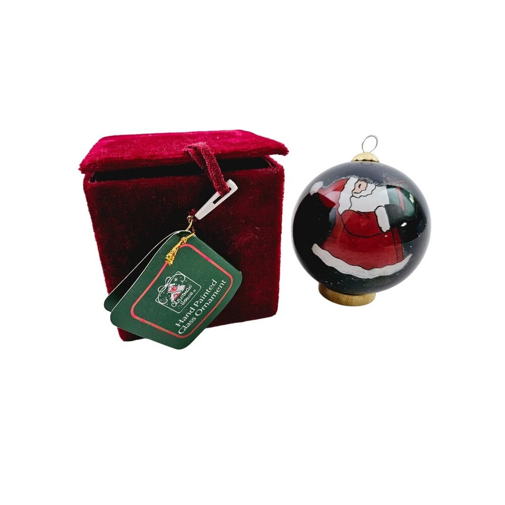 Hand Painted Ornament Christmas House Tree Decoration House Santa Boxed Vintage